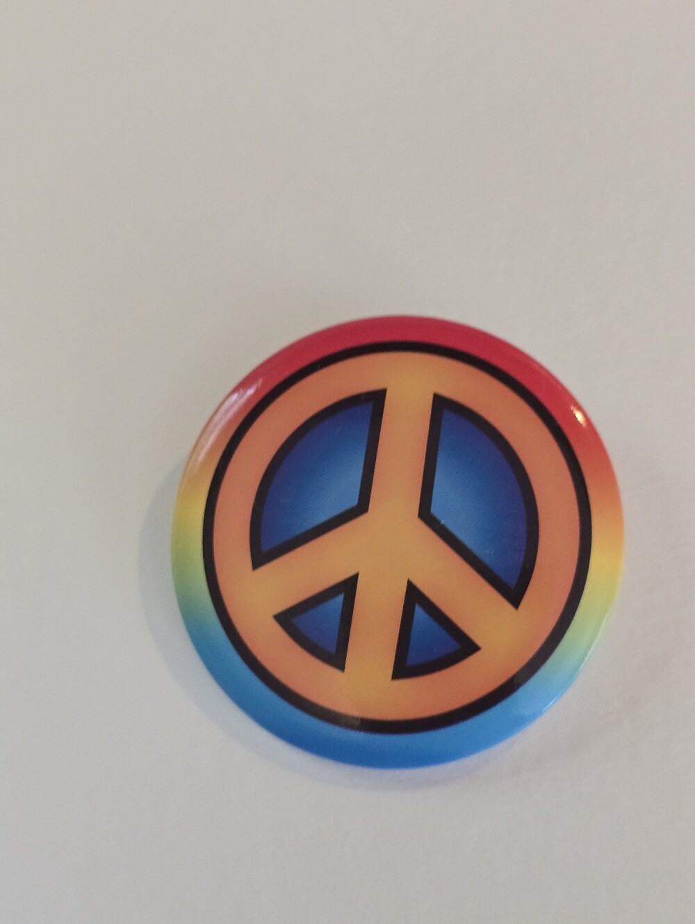 Rainbow Peace Sign Button Pin